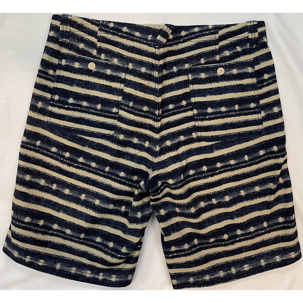 LL Bean Shorts Men 36 Blue Indigo Dye Stripes‎ Slim Straight Thick Heavy Canvas - Picture 2 of 7